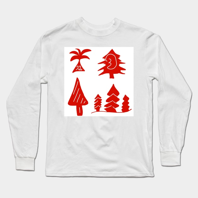 red tree plant background design Long Sleeve T-Shirt by Artistic_st